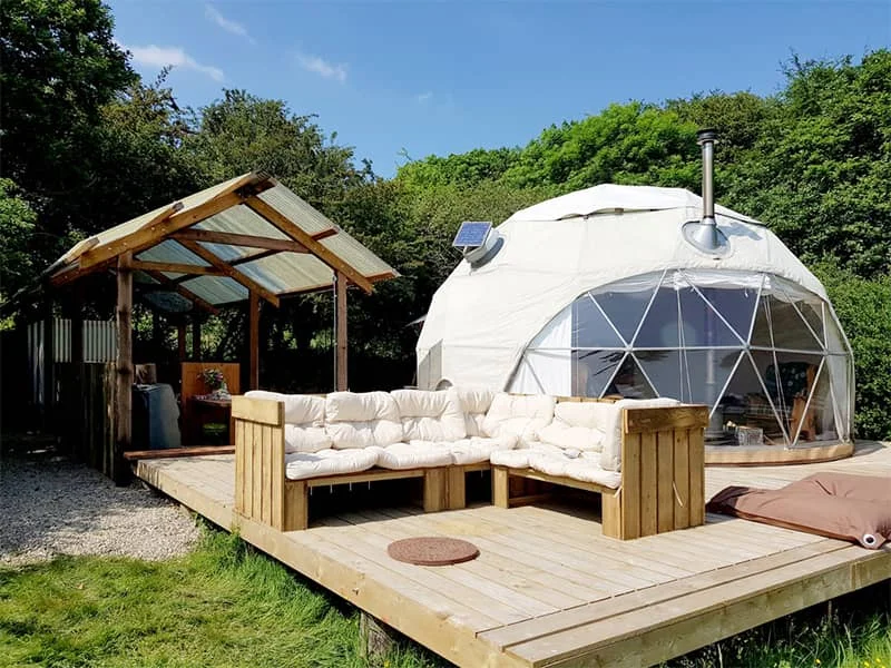 Custom Luxury Camping Permanent  Hotel House Outdoor Metal Frame Plastic PVC Desert Dome Tents With Insulation