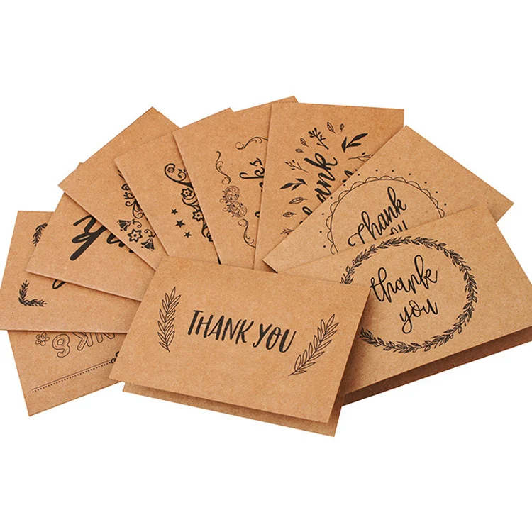 
High quality Amazon Hot Sale Art Kraft Thank You birthday cards Bulk Greeting Card party invitation With Envelopes 