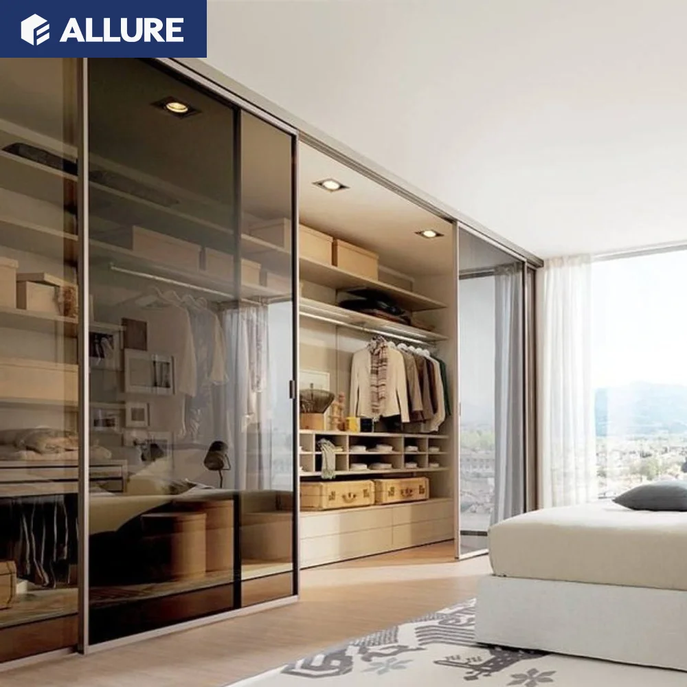 Allure cheap high gloss laminate bedroom wardrobe cupboard with lock and key