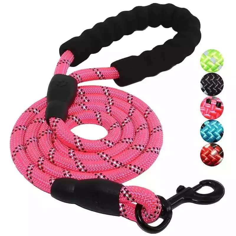 Wholesale dog collar and leash set pet reflective soft handle nylon rope pet dog leash