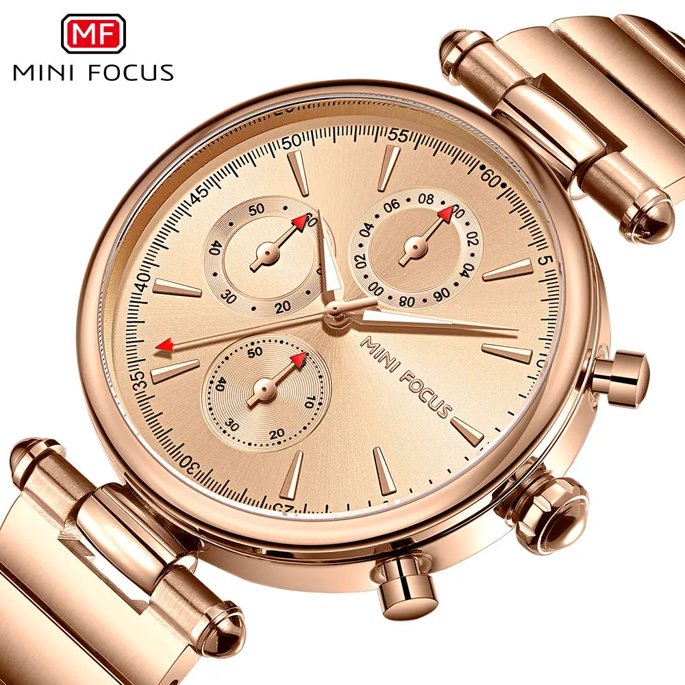 MINI FOCUS  MF0494 Women Wrist Watch Original Watches For Ladies Waterproof Stainless Steel Luxury Quartz Woman Wristwatch