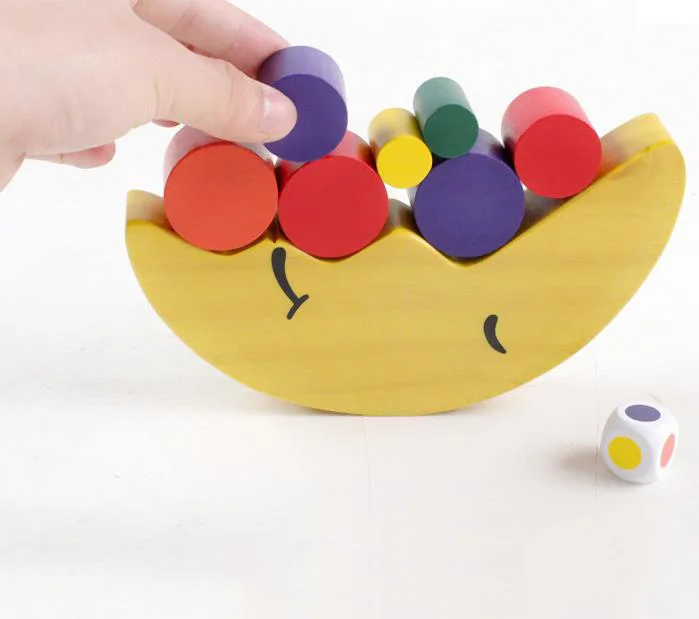 Kids Wooden Moon Balancing Game  Educational  balance Blocks Toys