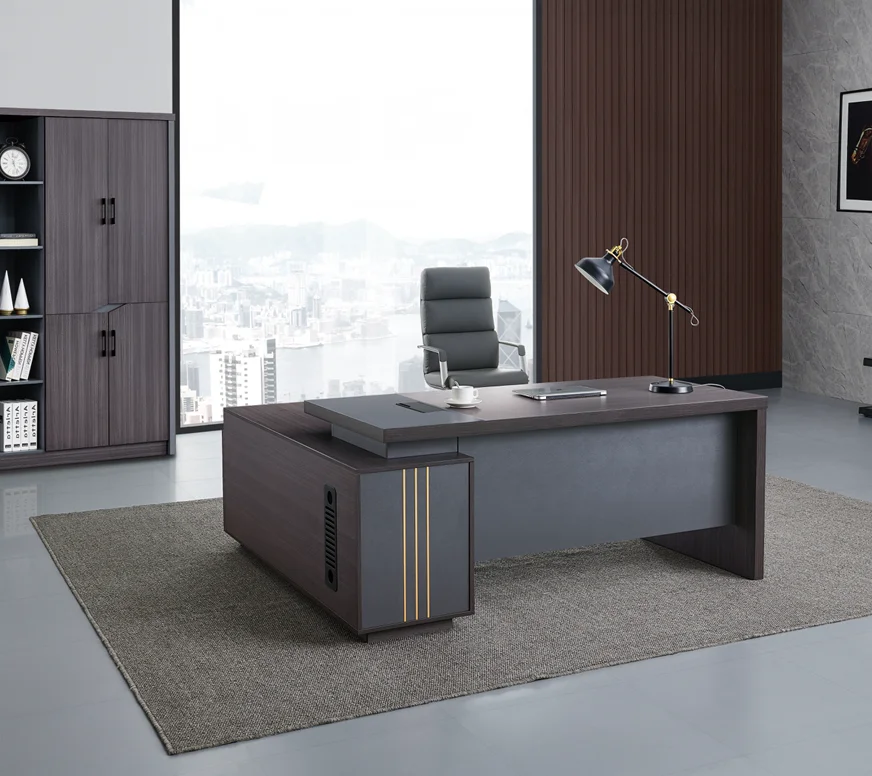 Custom Luxury Office Modern Executive L Shape Wooden Furniture Wood Computer Office Desk with Drawers