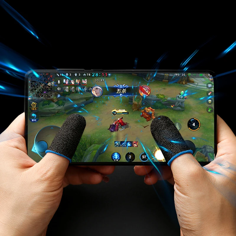 Mobile Full Touch Screen Sensitive Fingertip Gloves Shoot Aim Joysticks Finger Tips Playing Games Silver Fiber Finger Sleeves