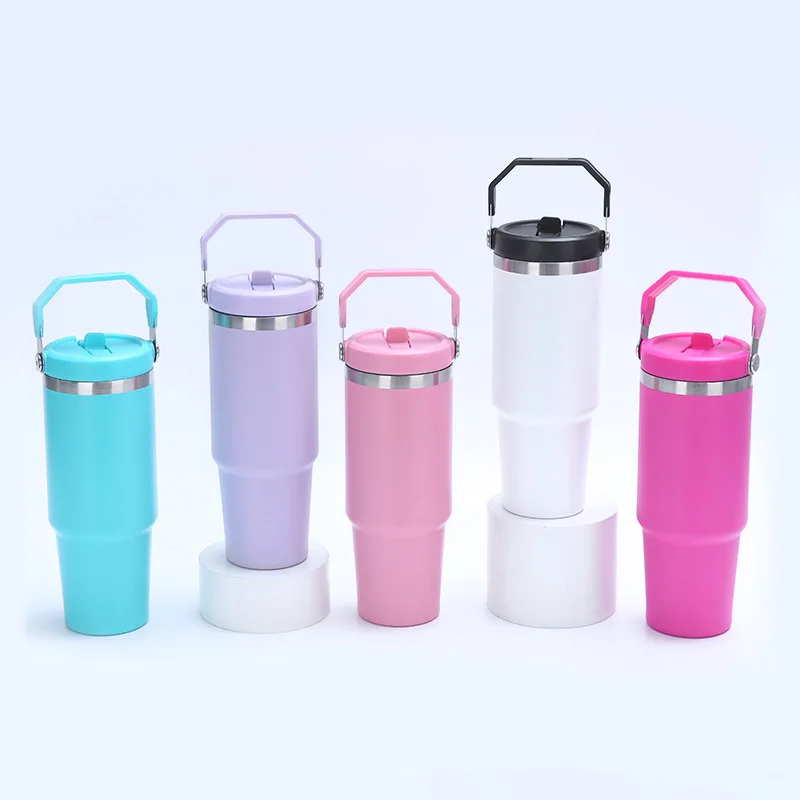 Mug Tumbler With Handle Insulated Tumbler With Lids Straw Stainless Steel Coffee Tumbler Termos Cup for Travel Thermal Mug
