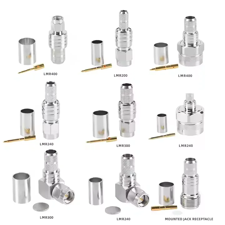 Factory Price LMR400 Male N Connector 1P Crimp Pins with Nickel Material 50ohm Impedance for Cable