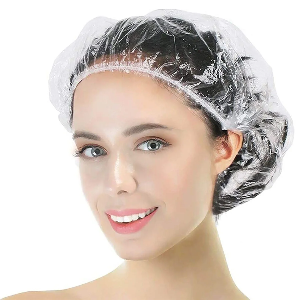High Quality Cheap Personalized Waterproof Plastic PE Transparent Hair Cover Disposable Shower Caps