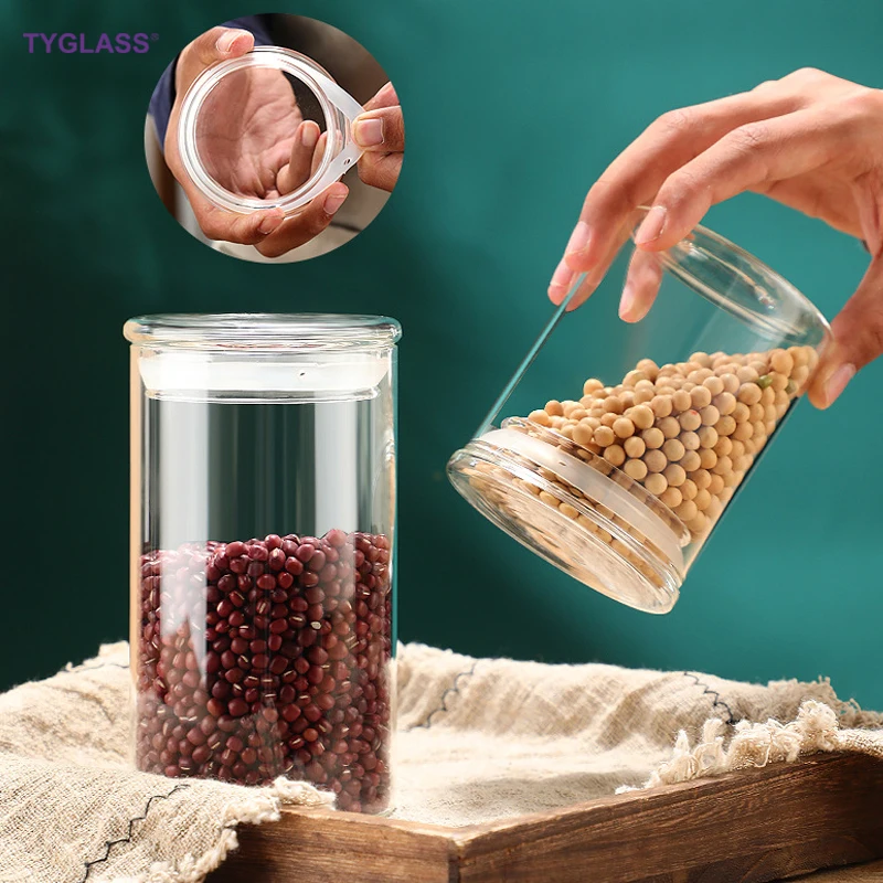 Factory price Borosilicate Glass Spice Jar Food Storage Container jar with Airtight glass Lid for Kitchen Spice Srorage