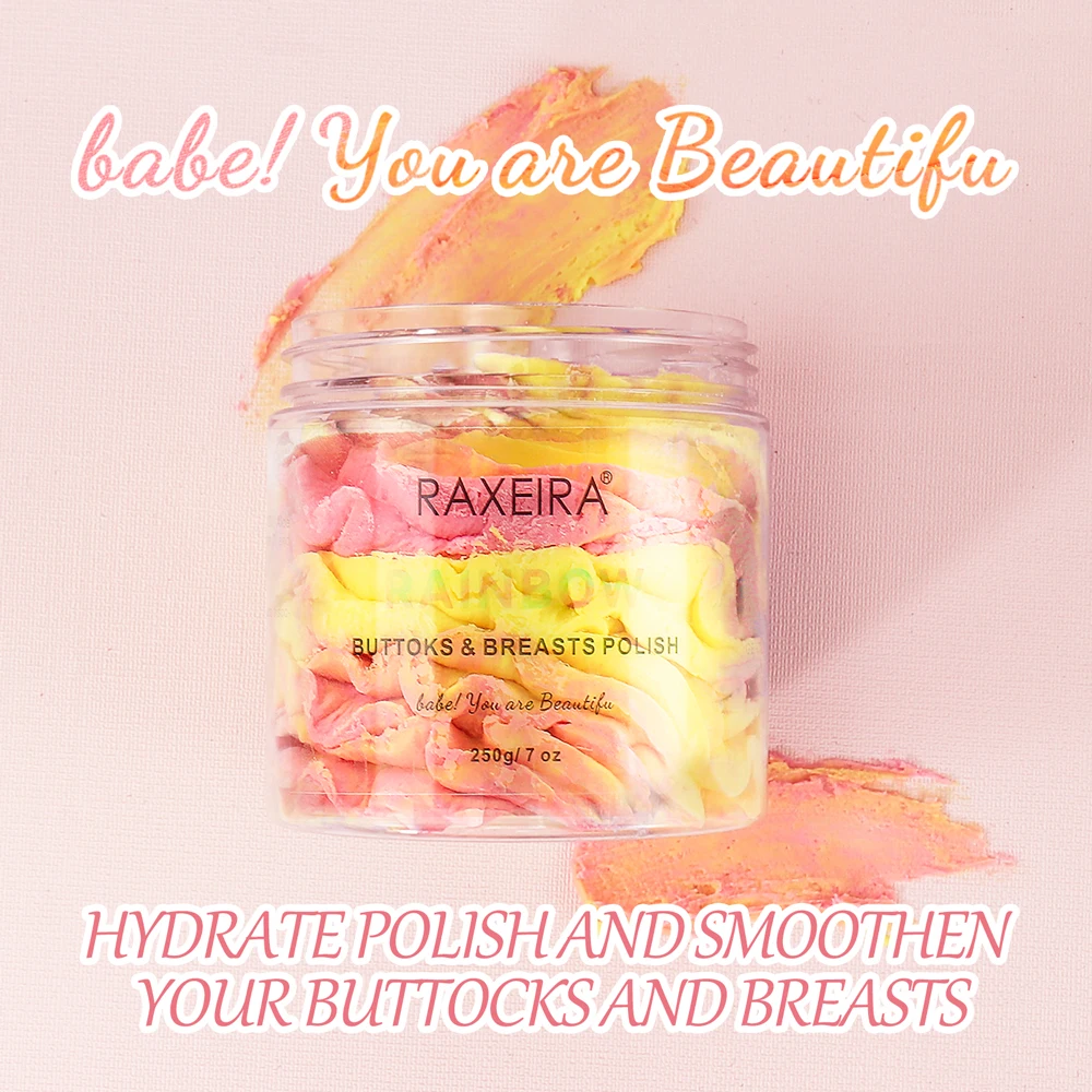 Private Label Organic Brightening Dead Sea Salt Avocado Coconut Rainbow Exfoliating Scrub for Body