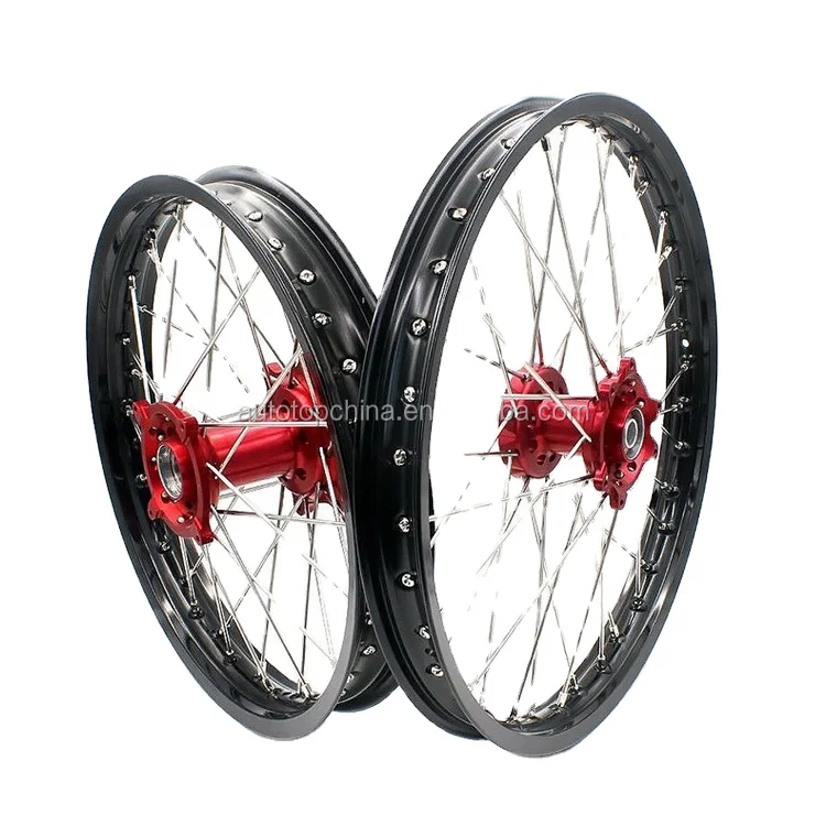 Complete Universal Including Red Hubs motorcycle wheel Stainless Steel Spoke  Motorcycle Aluminum Wheel Set