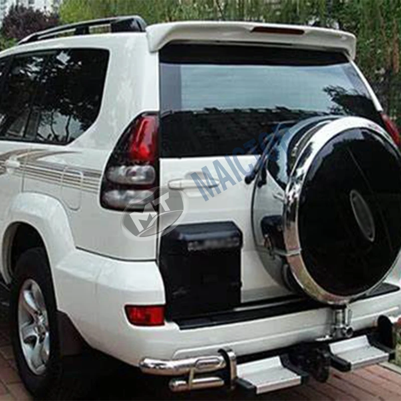 Maictop car accessories rear tail spoiler for land cruiser prado 120 series lc120 fj120 2002-2009 spoiler with lights