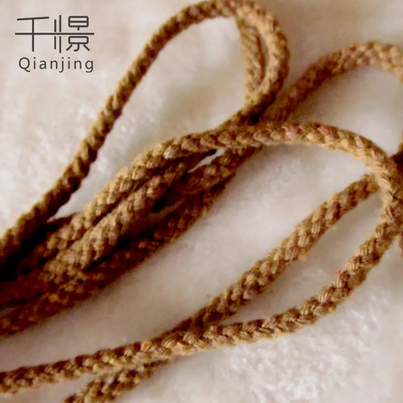 RC12  Factory inventory round rope 5mm khaki color cotton eight-strand rope