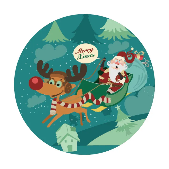 Happy Christmas Customized Festival Label Stickers Round Waterproof Labels Custom Logo Labels Coated Paper