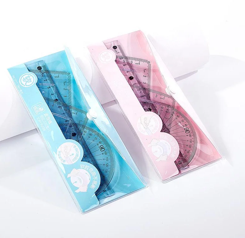 18cm plastic scale ruler high-clear transparent PVC flexible soft set for students school stationary