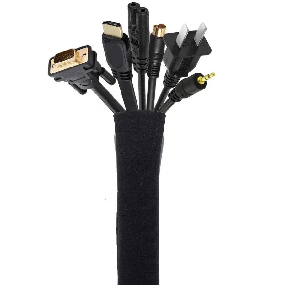 Neoprene Cable Management Sleeve, Cable Cover, Wire and Cord Hider Flexible Cable Sleeve Wrap Cover Organizer