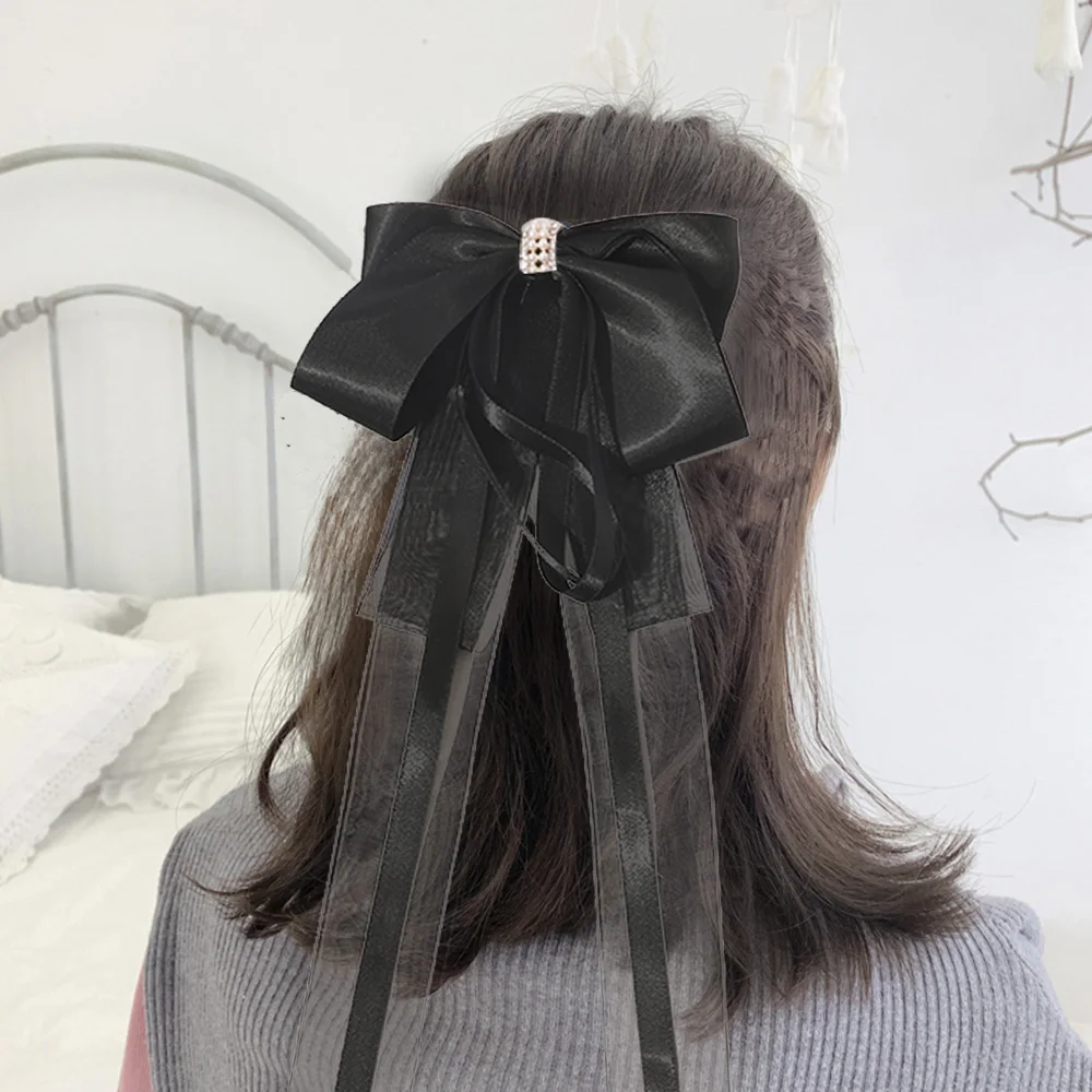 Fashion Korean Style Bow Ribbon Hairpin Girl Hair Accessories Solid Color Hair Clips For Daily Use