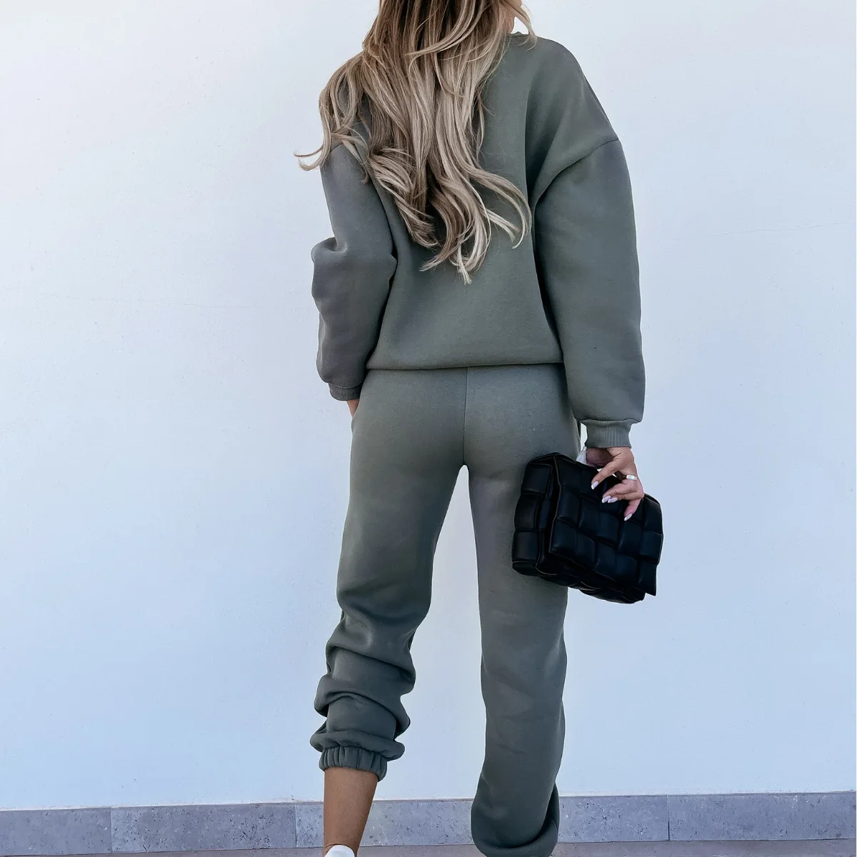 Winter Design Your Own Logo Cotton Two Piece Sweatpants Hoodie Set Sweatsuit Tracksuit For Women
