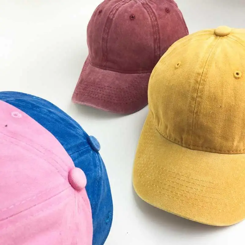 Кепка с козырьком для занятий спортом на открытом воздухе однотонные регулируемые потертые шапки Брезентовая бейсболка папы бейсболки