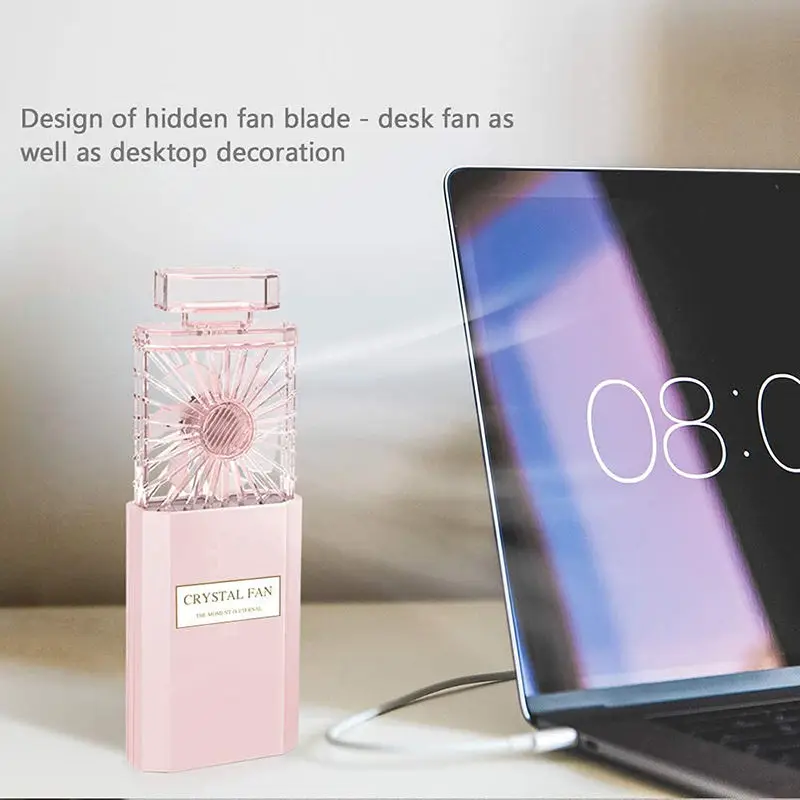 Easy Darry Outdoor Portable White Pink Blue Black Usb Rechargeable Desk Perfume Handheld Mini Fan