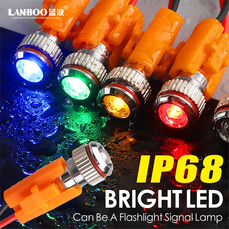  Светодиодный металлический индикатор LANBOO 8 мм IP68 12 В 24 110