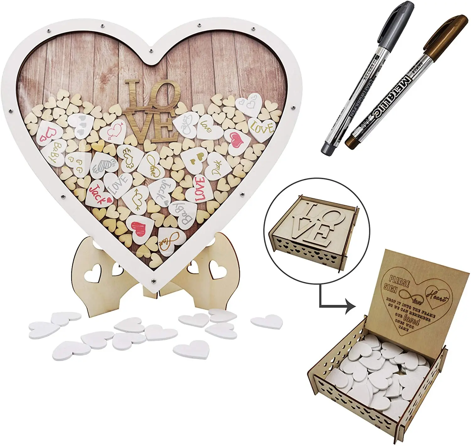 Rustic Wooden Wedding Anniversary Decorations Wedding Signature Guest Book Alternative Drop Top Guestbook Frame