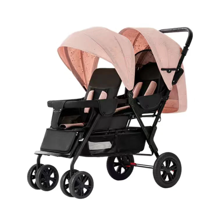 Customizable twin strollers can sit and lie down portable folding twin front and rear strollers Double child strollers