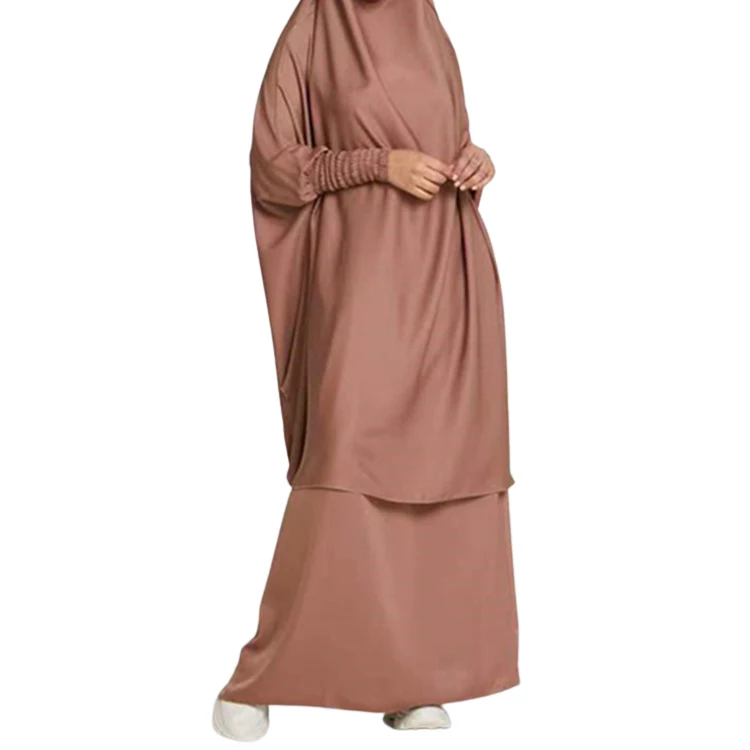 2022 New Muslim Young Ladies Malaysia Arab Nida Islamic Abaya Dress Suit Dubai Prayer Dress Robe Abaya