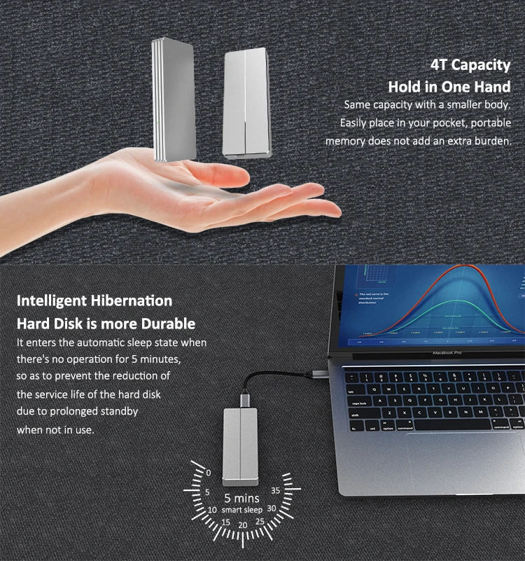 40Gbps NVME M.2 Thunderbolt3 hard disk box type-c interface Thunderbolt 3 SSD mobile hard disk case with thunderbolt cable