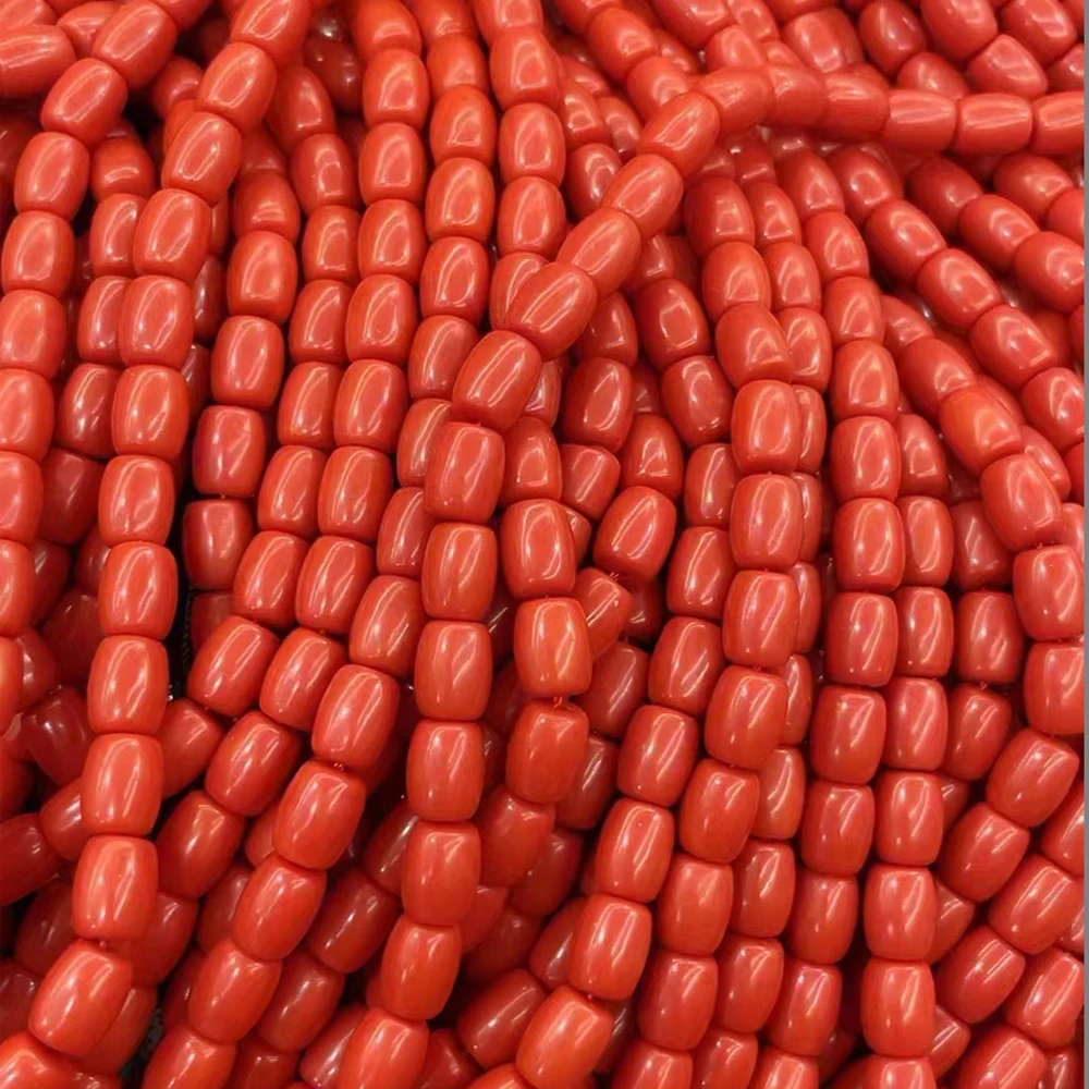 Wholesale Natural Loose Barrel Beads Red Coral Beads Natural Stone For Jewelry Craft Making