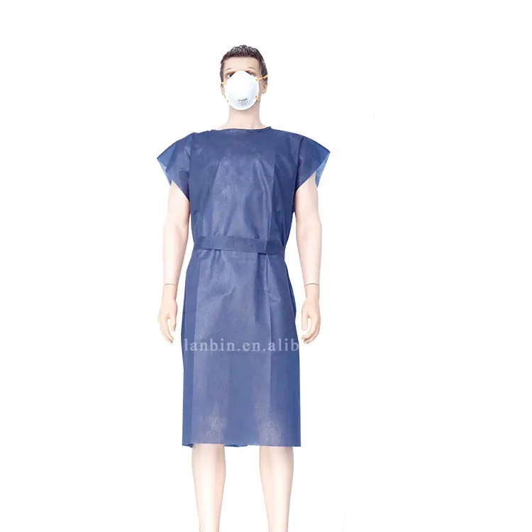 Top Quality hospital use disposable PP non woven Patient Gown without sleeve