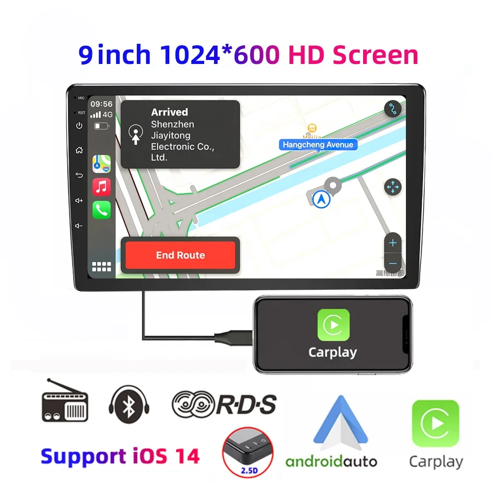 2021 Hot Sell 2 Din Wifi Capacitive Full Touch Screen Am Rds Carplay  Android Auto 9 Inch Auto Radio Car Stereo Music Player