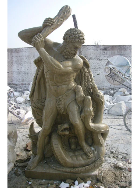 Large Sculpture High Quality Garden Decoration Marble Man And Lion Sculpture Statue