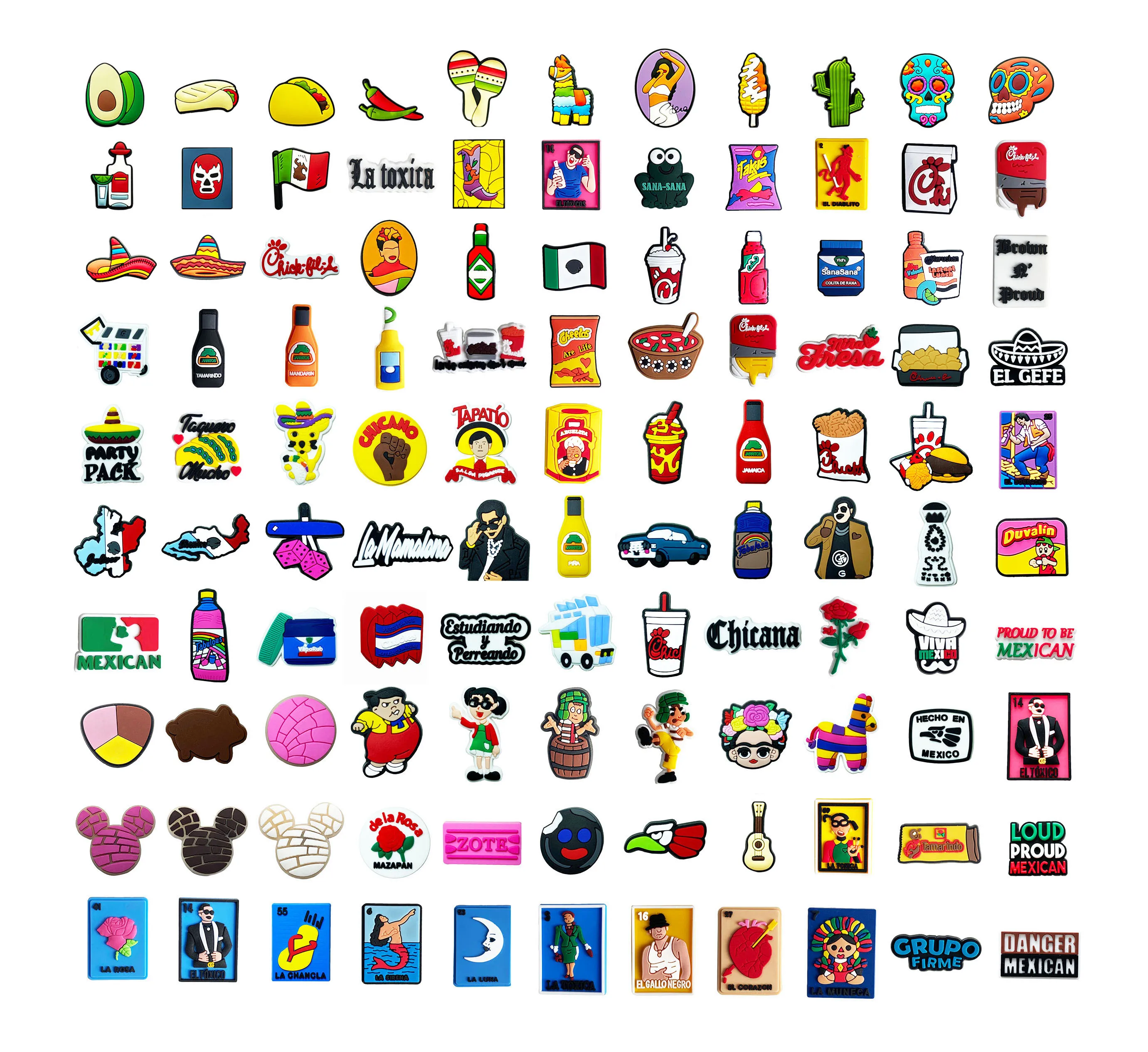 Custom PVC croc charms Mixed package random cute style Clog Accessories 100 pieces a bag cheap wholesale Croc shoes Charms