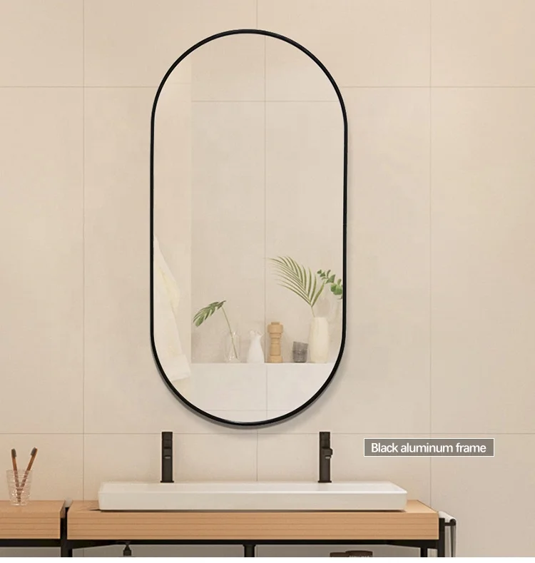 SHUERMEI wholesale runway round mirror / oval wall decoration aluminum bathroom mirror