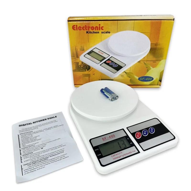 SF400 Kitchen Scale 10kg High Precise Digital Food Scale ABS Plastic Manual LCD Display Electronic Scale Measuring Weighing 1g