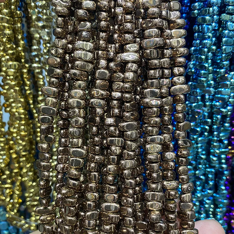 AAA+ Rhodium Hematite Bead Natural Irregular Geometric Stone Beads For Jewelry Making Bracelets Necklace