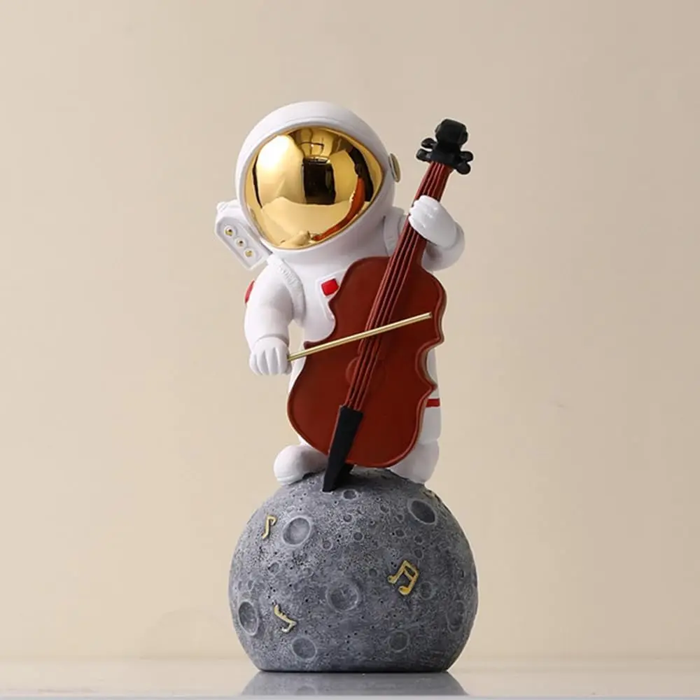 SAMINDS Astronaut Statue Spaceman Decor, Gold Play The Cello Sculpture for Child Gifts, Resin Arts Figurine Music Ornament Home