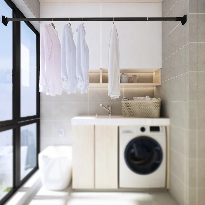 Corner cloths drying curtain hangers shape shower curtain rod adjustable extendable telescopic shower curtain rail pole rod