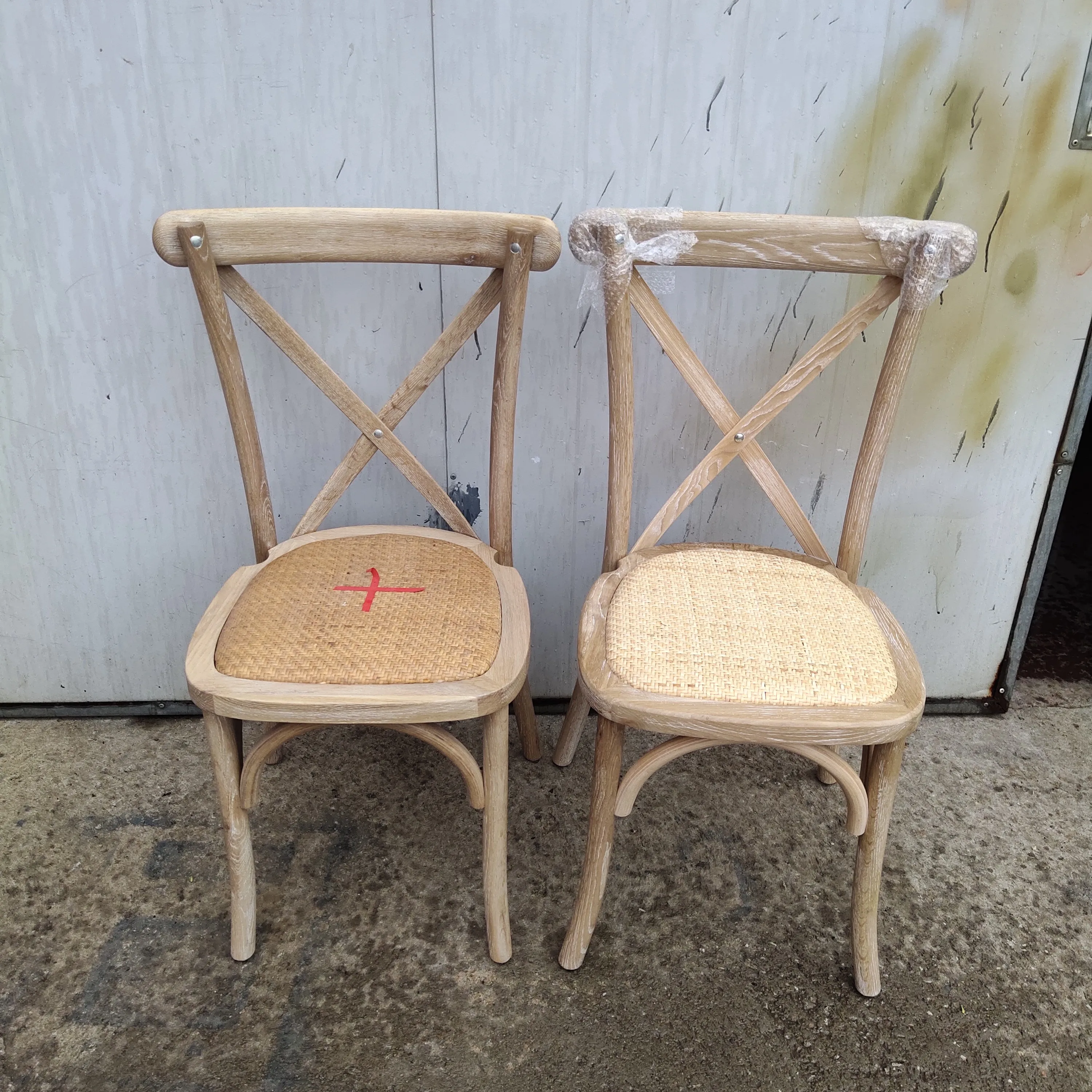 Solid Elm Wood Cross Back Event Tables and Chairs for Wedding Party Event Rental