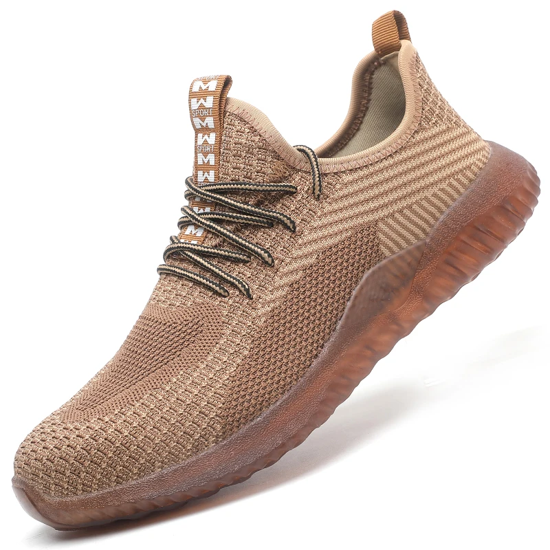 Fabric Upper Walking Style Safety Shoes Camel
