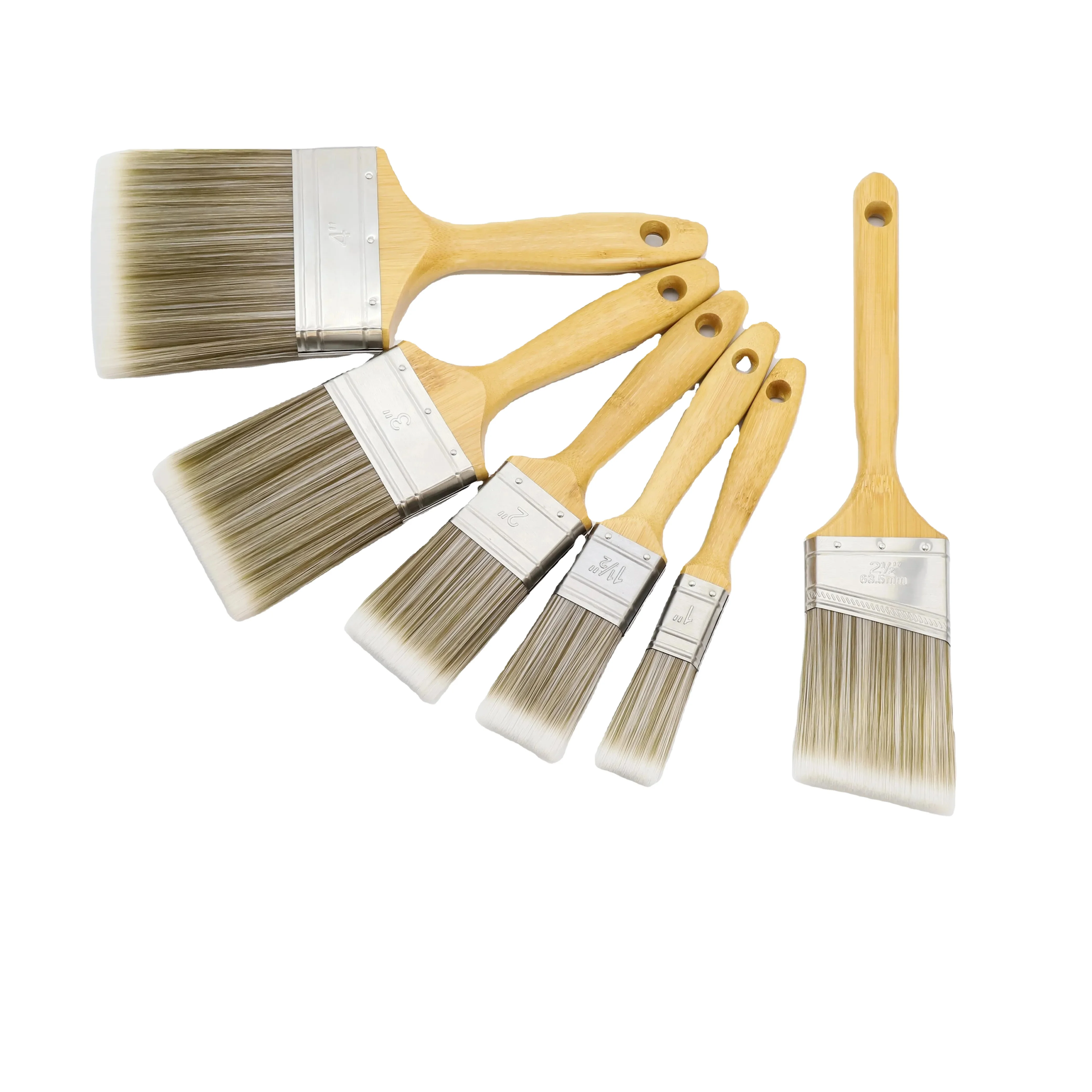 Promotional Wholesale durable bristle-mix recycled metal ferrule chunky bamboo handle paint brush