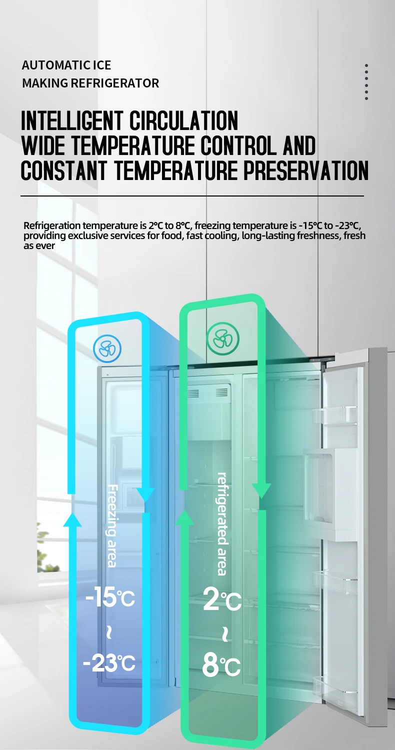 US family appliance side by side door refrigerator with ice maker water dispenser