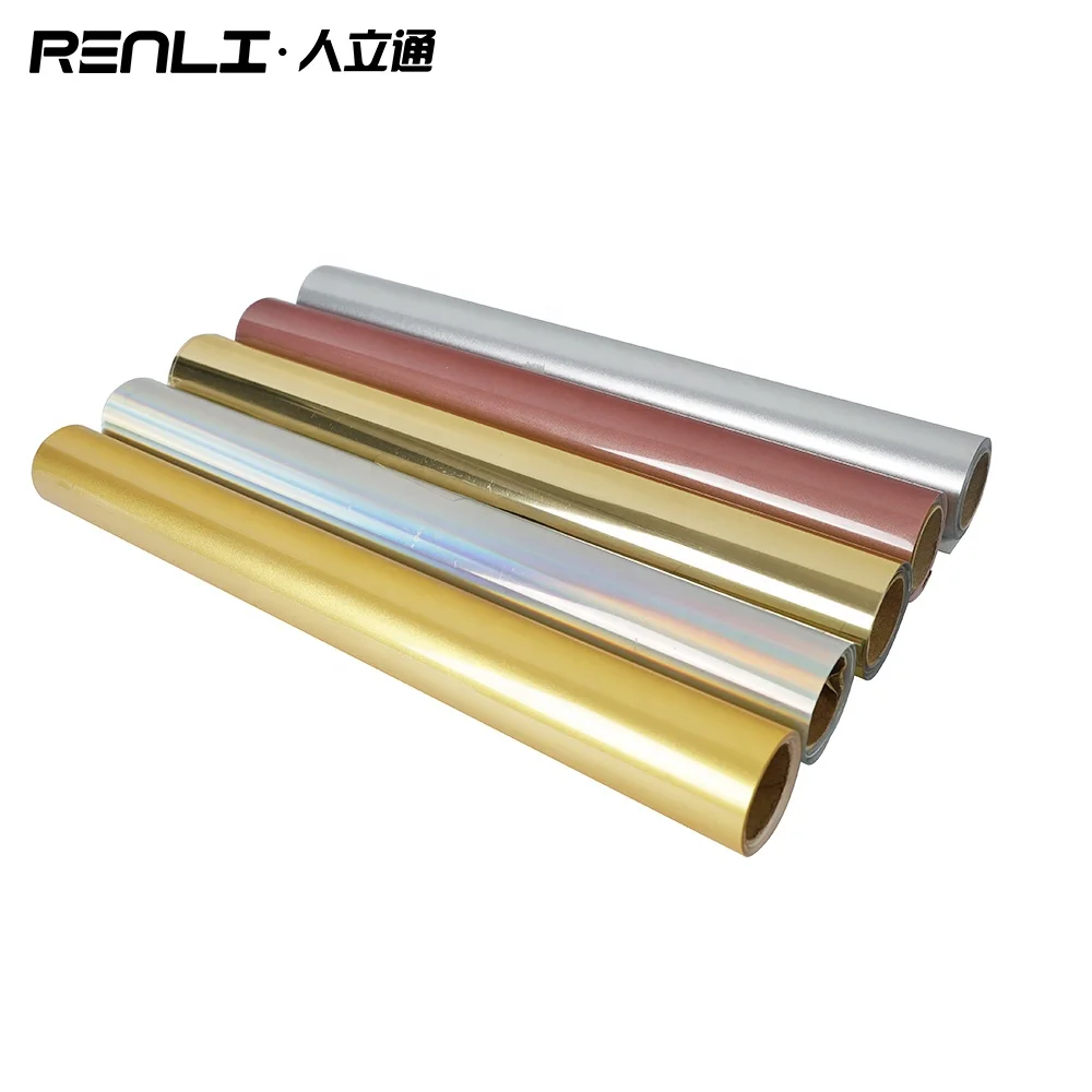 renlitong factory flex rolls wholesale price design  PU soft metal foil heat transfer vinyl sticker for t shirts printing
