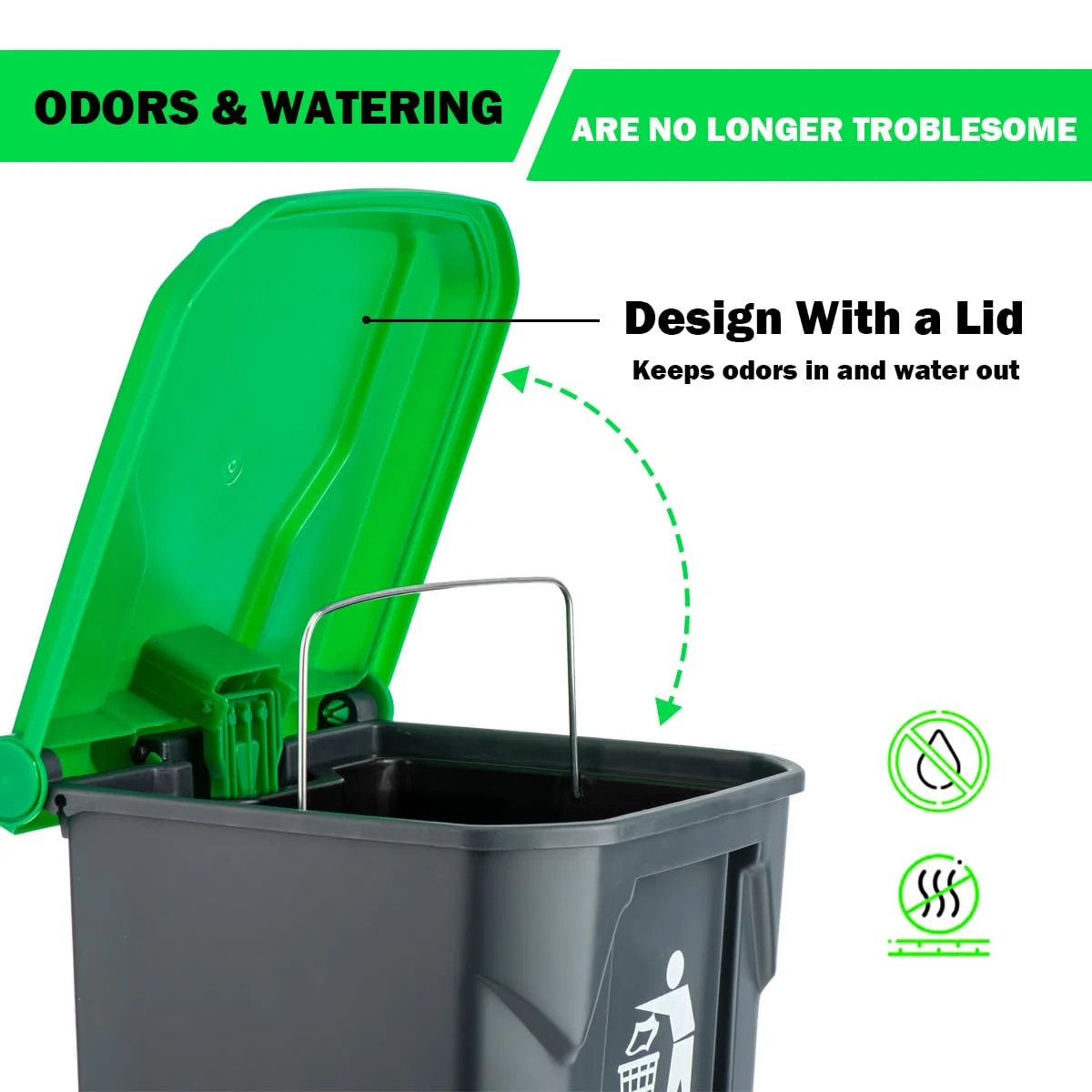 Dog Poop Trash Can for Outdoors with Dog Poop Scooper, Large Capacity Dog Waste Trash Can with Lid, Pedal and Removable Inner