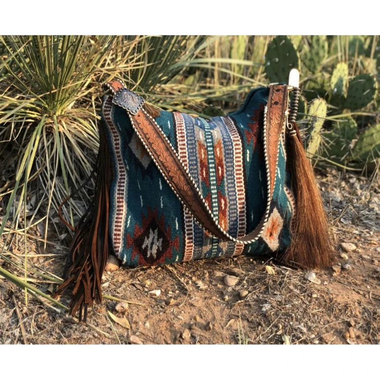 Hot sale vintage aztec tote bags canvas western large crossbody shoulder handbag travel tassel fringe bags