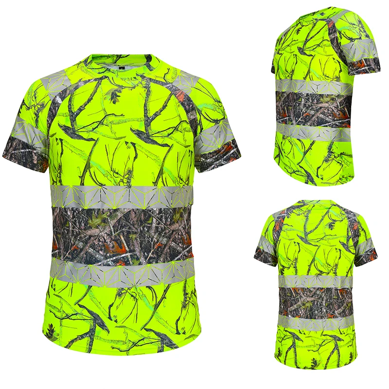 High Visibility Construction Heat Transfer Reflective Tapes Long Sleeve Workwear Hi Viz Safety Shirt Camouflage  Clothing