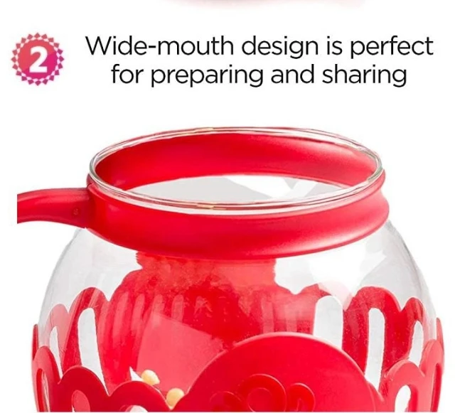 2.25qt Microwave Micro-pop Popcorn Popper Borosilicate Glass Round Microwave Popcorn Popper For Microwave Use Hot Air Popcorn