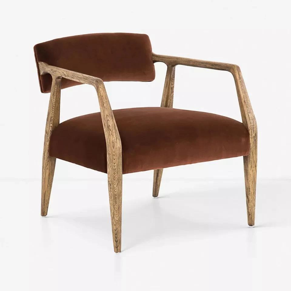 Modern Simple Velvet Luxury Accent Leather Upholstered Armchairs For dining Room Chair