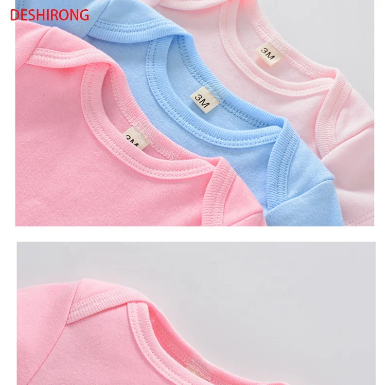 2022 Hot For Online Selling Multi-Color INS Candy Color Short Sleeve Baby Romper 100% Cotton Plain Baby Rompers