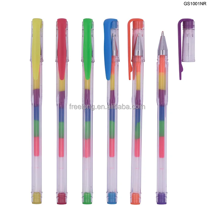 
China Professional Manufacture Custom Rainbow Neon Ink Gel Ink Pen Fluorescence Bamboo Joint Cute Gel Pens 